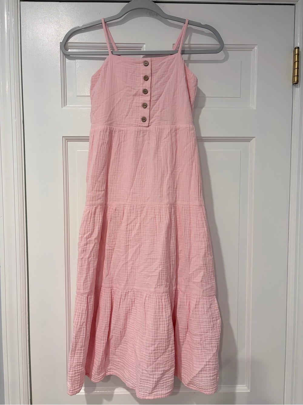Forever 21 Pink Tiered Cotton Sundress with Button Front